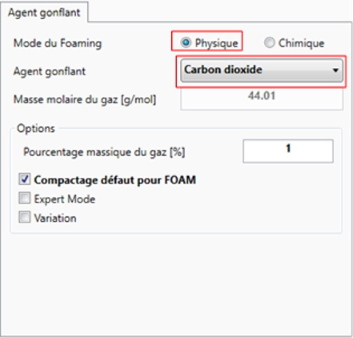 Paramètres de réglage du foaming en mode physique